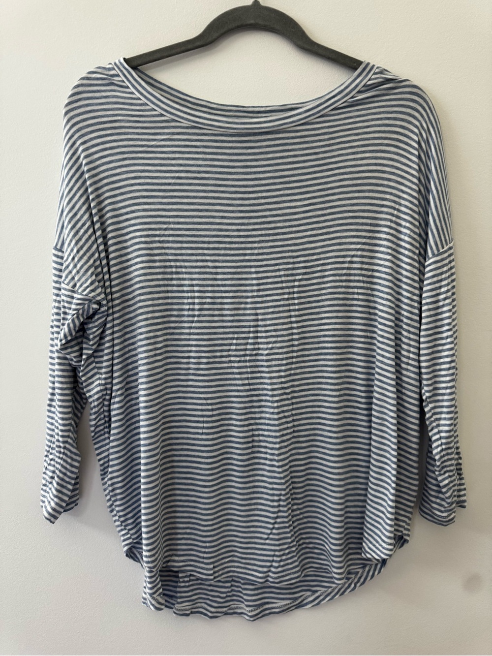 LOFT Blue and White Striped Long Sleeve Top